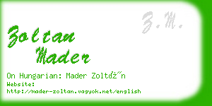 zoltan mader business card